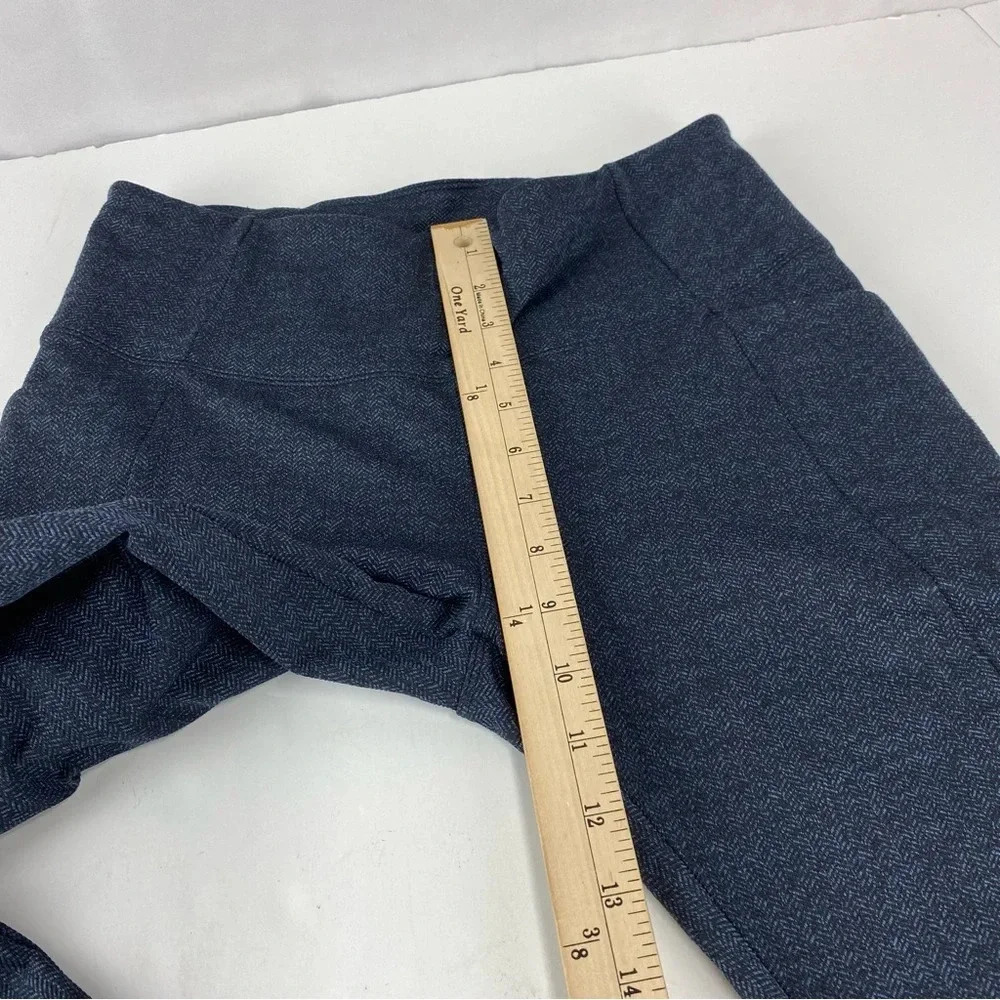 Athleta Womens Small Blue Black Mercer Yoga Pants Herringbone Ankle Slit - Picture 6 of 11